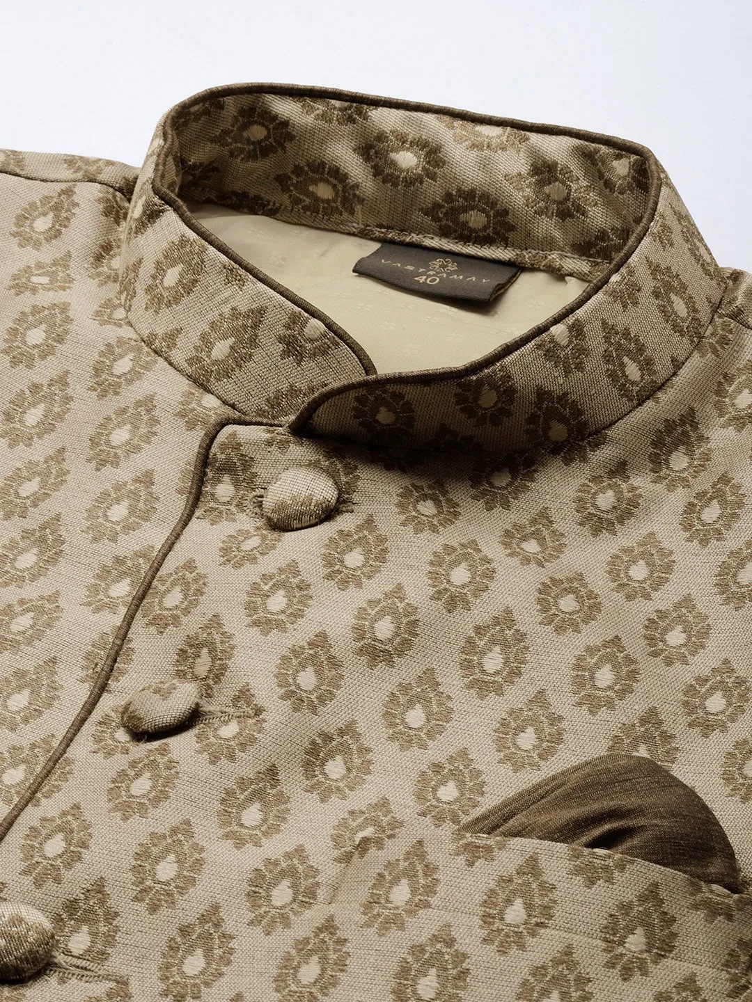 Jashvi Men's Coffee Ethnic Woven Jodhpuri