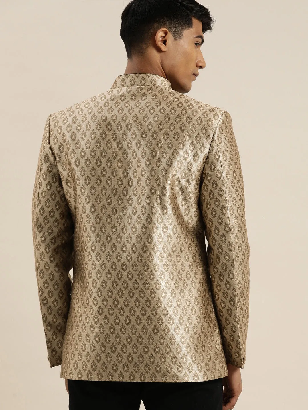 Jashvi Men's Coffee Ethnic Woven Jodhpuri