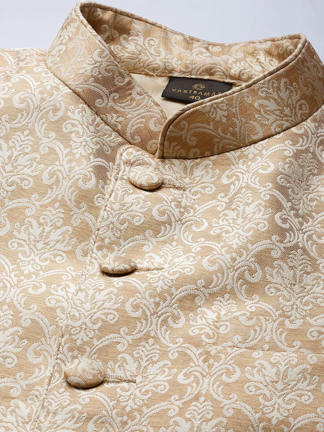 Jashvi Men's Gold Ethnic Woven Jodhpuri
