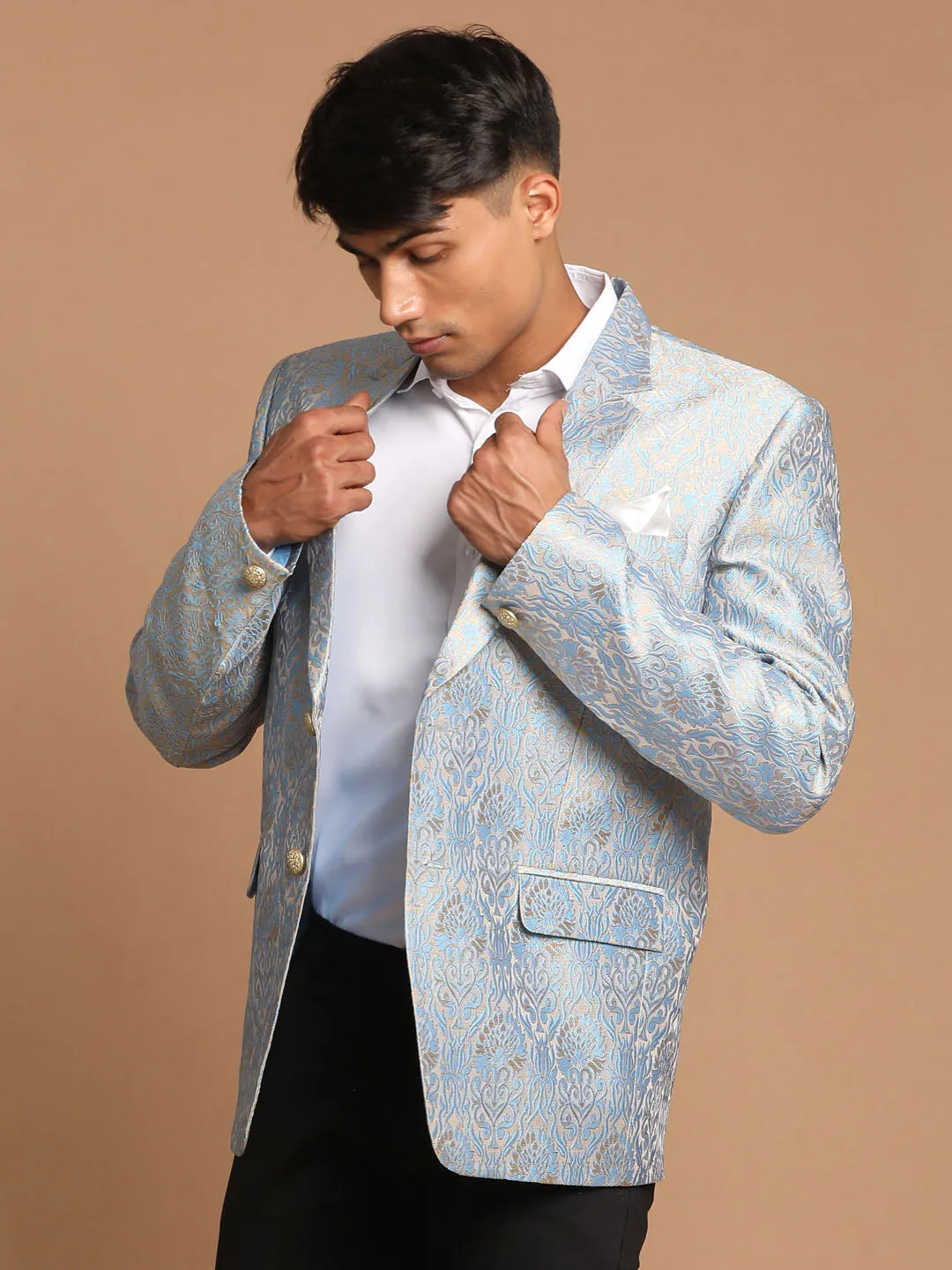 Jashvi Men's Gray Woven Blazer