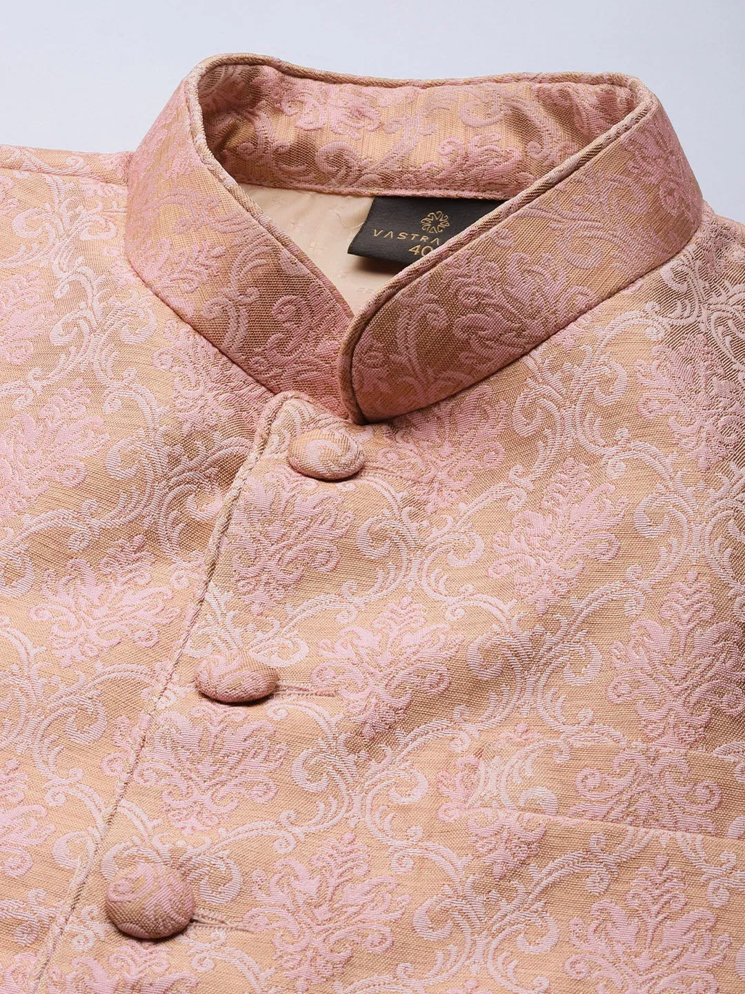Jashvi Men's Pink Ethnic Woven Jodhpuri