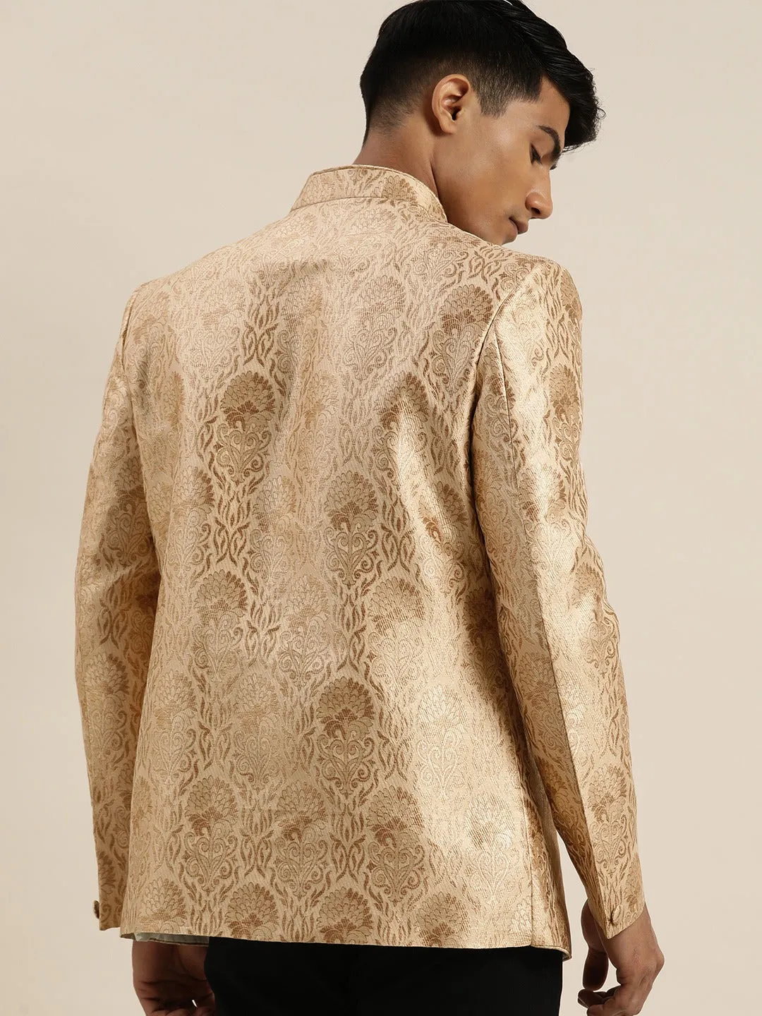Jashvi Men's Rose Gold Ethnic Woven Jodhpuri