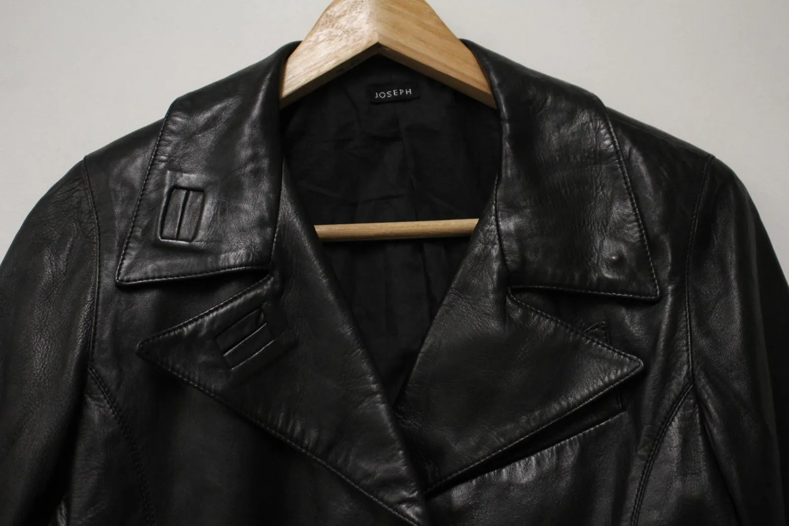JOSEPH Ladies Black Lambskin Leather 2-Button Single Breasted Jacket FR42 UK14