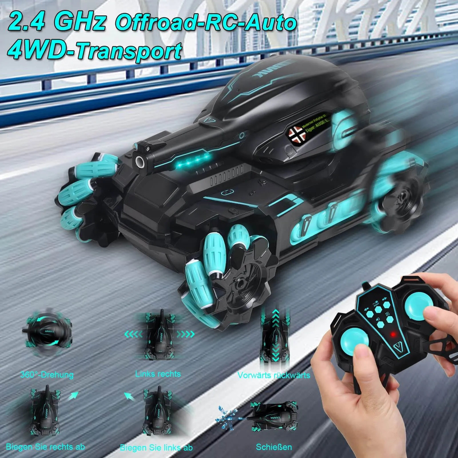 Kids Water Bomb Tank RC Gesture Sensor Tank Car Multiplayer Battle Remote Control Toys