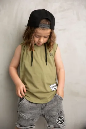 Liam Detailed Tank - Khaki