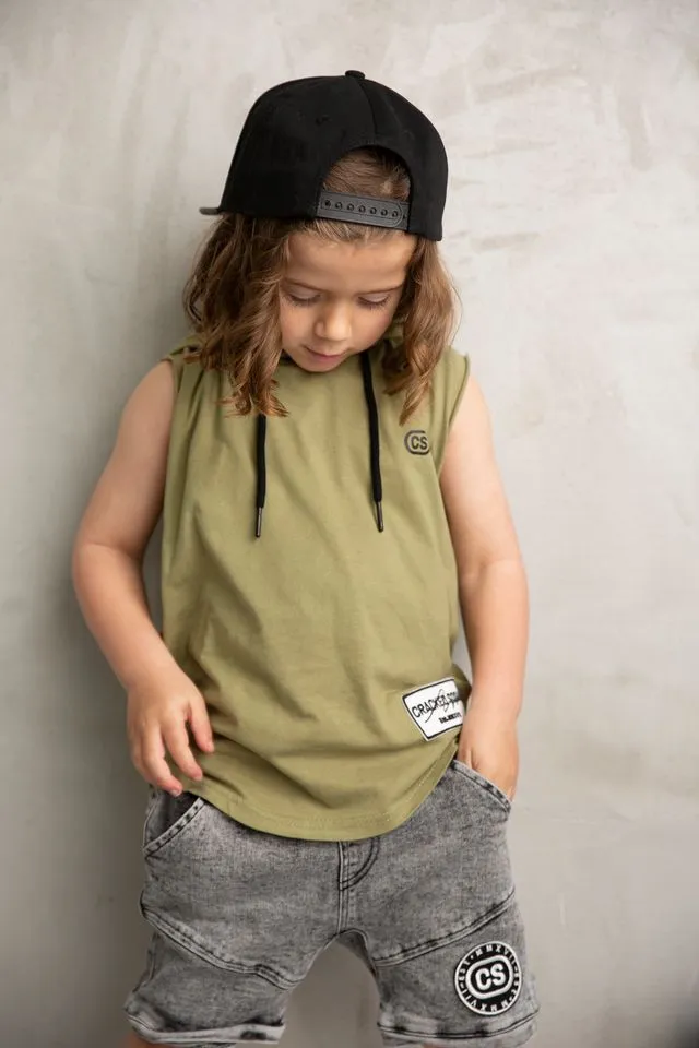 Liam Detailed Tank - Khaki
