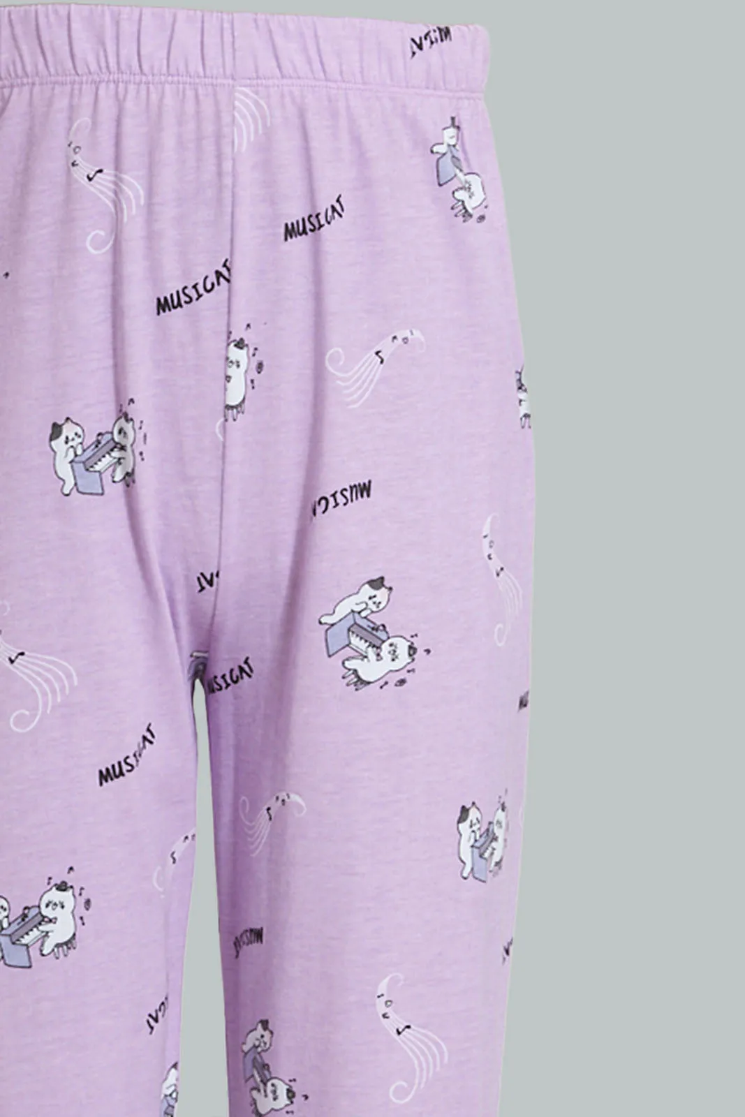 Lilac Musicat Pyjama Set (2 Piece)