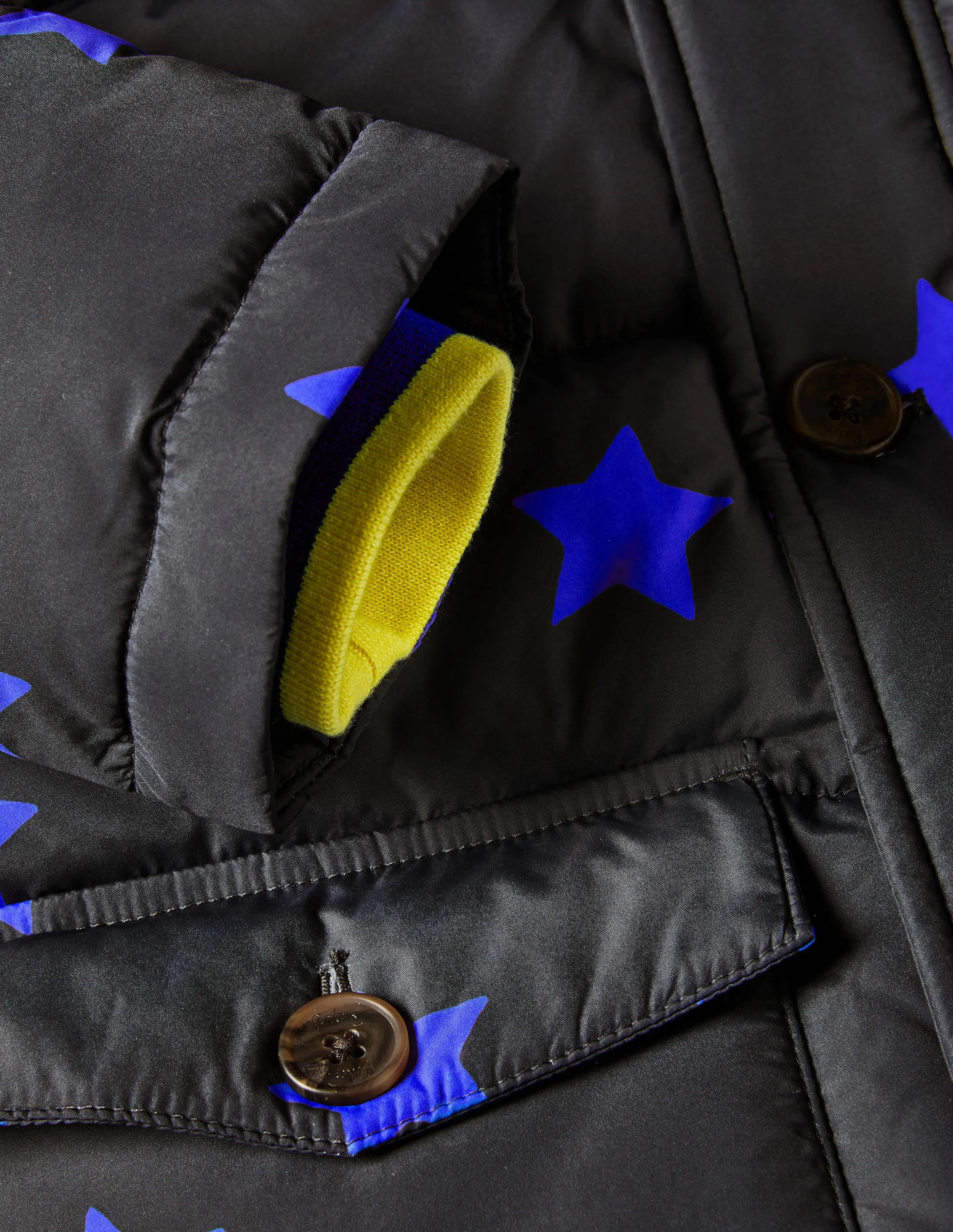 Longline Padded Jacket-Soot Grey/Brilliant Blue Star