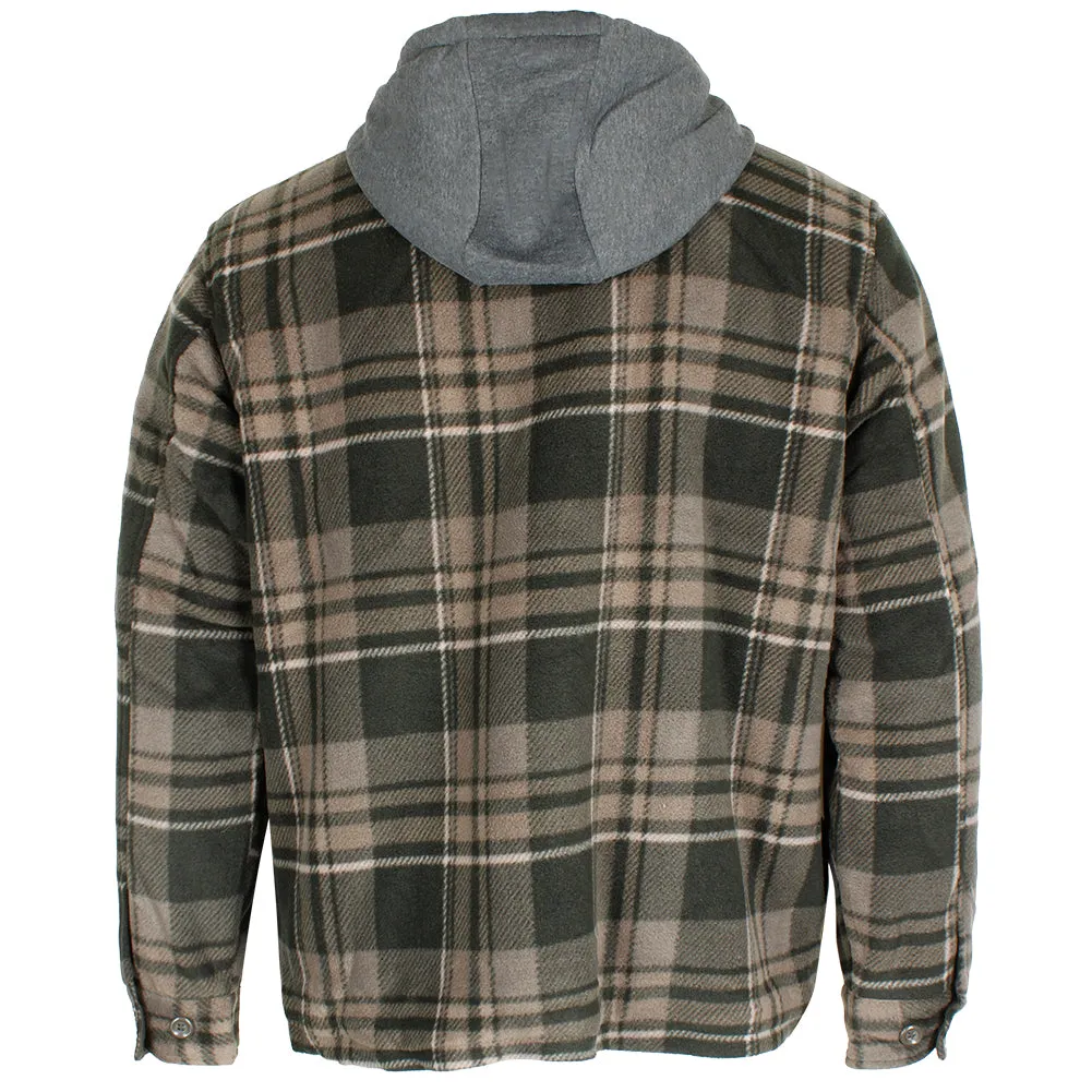 Maxxsel Men's Sherpa Lined Plaid Polar Fleece Flannel Zip Up Hooded Shirt Jacket