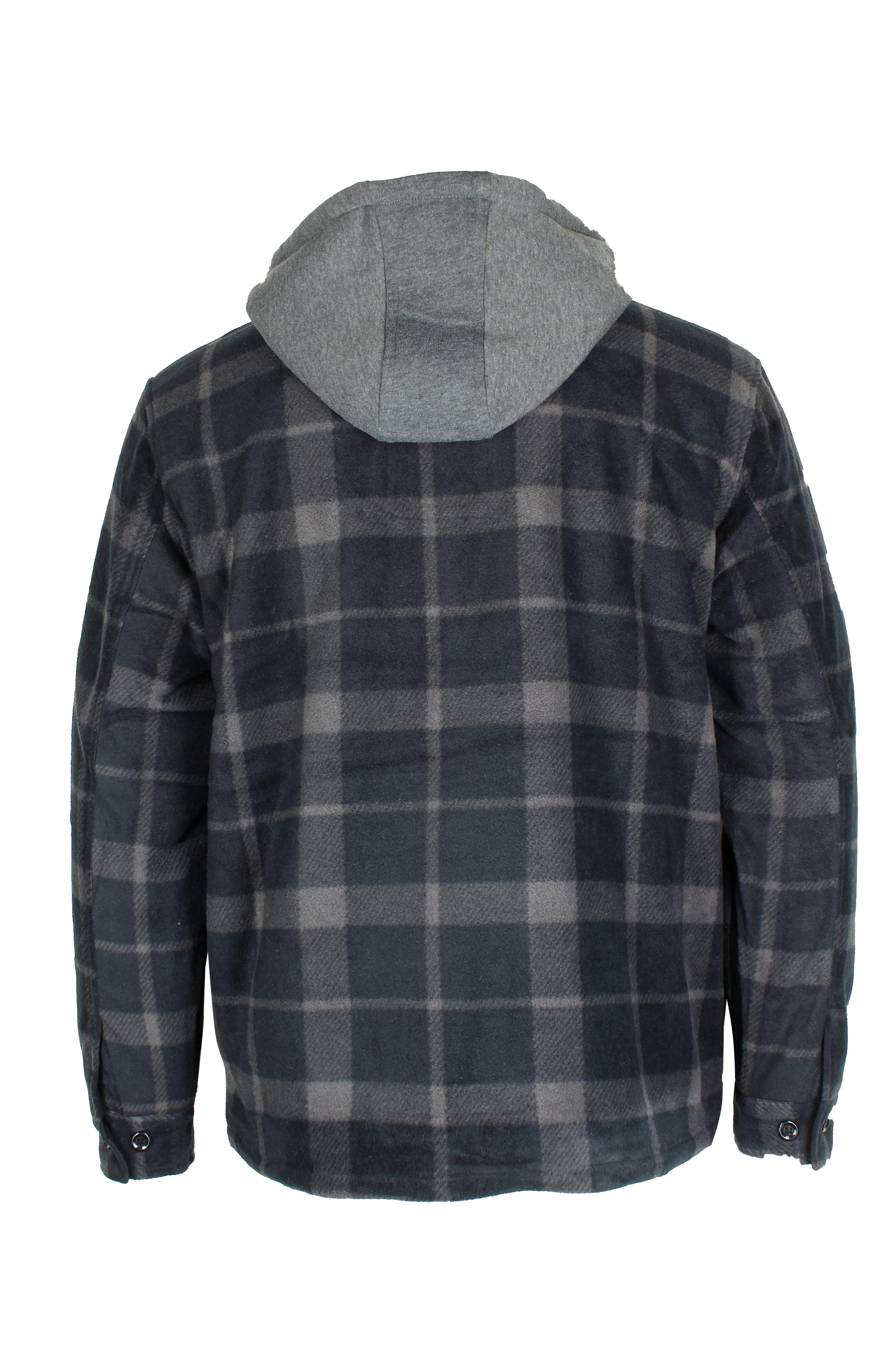 Maxxsel Men's Sherpa Lined Plaid Polar Fleece Flannel Zip Up Hooded Shirt Jacket