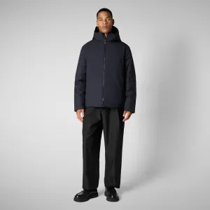 Men's animal free hooded jacket Barnaby in BLUE BLACK