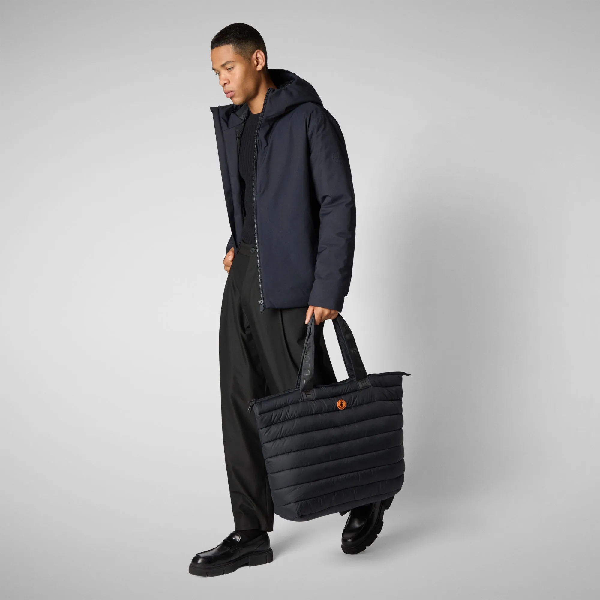 Men's animal free hooded jacket Barnaby in BLUE BLACK