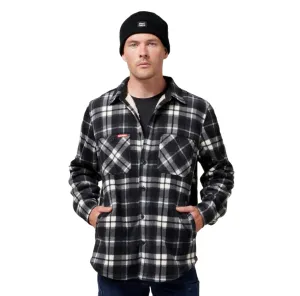Mens Hard Yakka Legends Sherpa Fleece Jacket Shirt Black/Grey With Free Beanie
