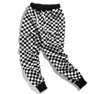 Men's Plaid Fleece Sweatpants With Elastic Waist