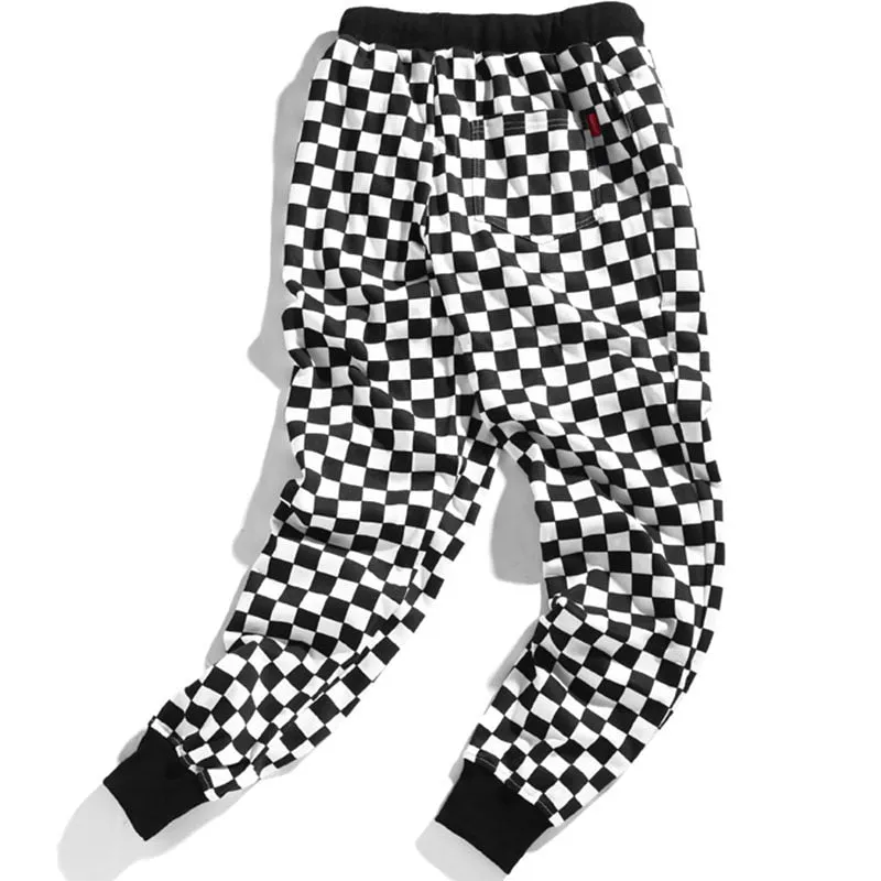 Men's Plaid Fleece Sweatpants With Elastic Waist