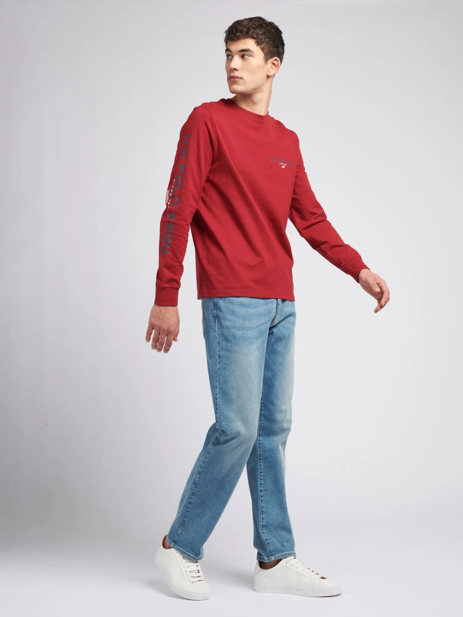 Mens Sport Long Sleeve T-Shirt in Biking Red