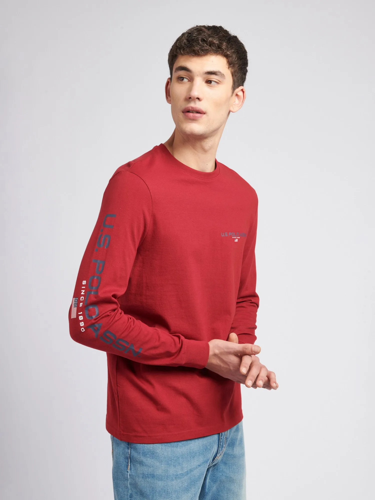 Mens Sport Long Sleeve T-Shirt in Biking Red