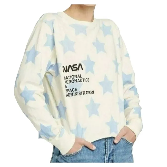 MIGHTY FINE Shirt NASA Star Long Sleeve Cropped Retro Graphic T-Shirt