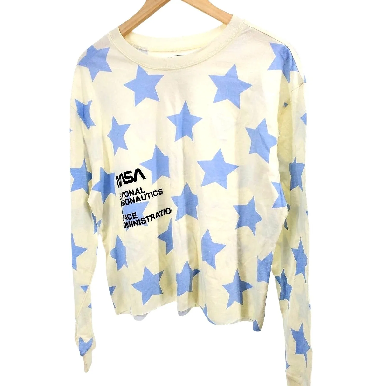 MIGHTY FINE Shirt NASA Star Long Sleeve Cropped Retro Graphic T-Shirt