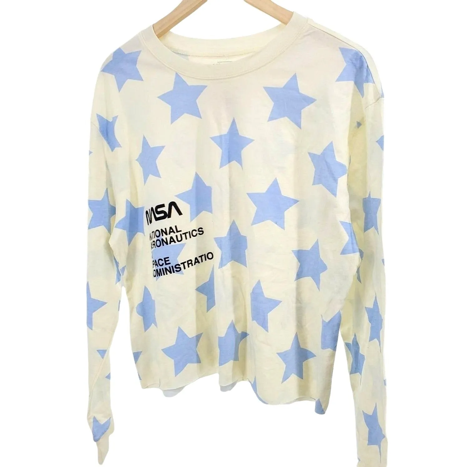 MIGHTY FINE Shirt NASA Star Long Sleeve Cropped Retro Graphic T-Shirt
