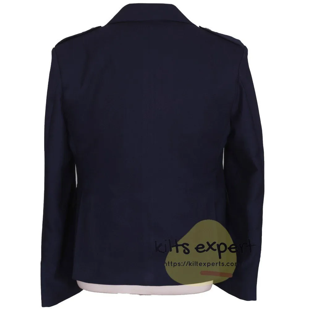 Navy Blue Argyle Jacket For Men With 5 button Vest
