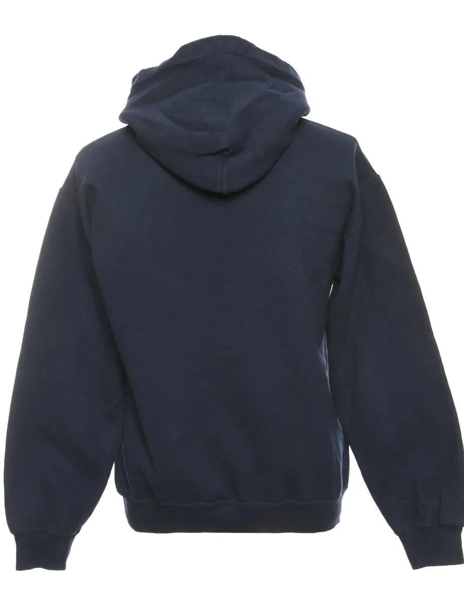 Navy Gildan Printed Hoodie - S