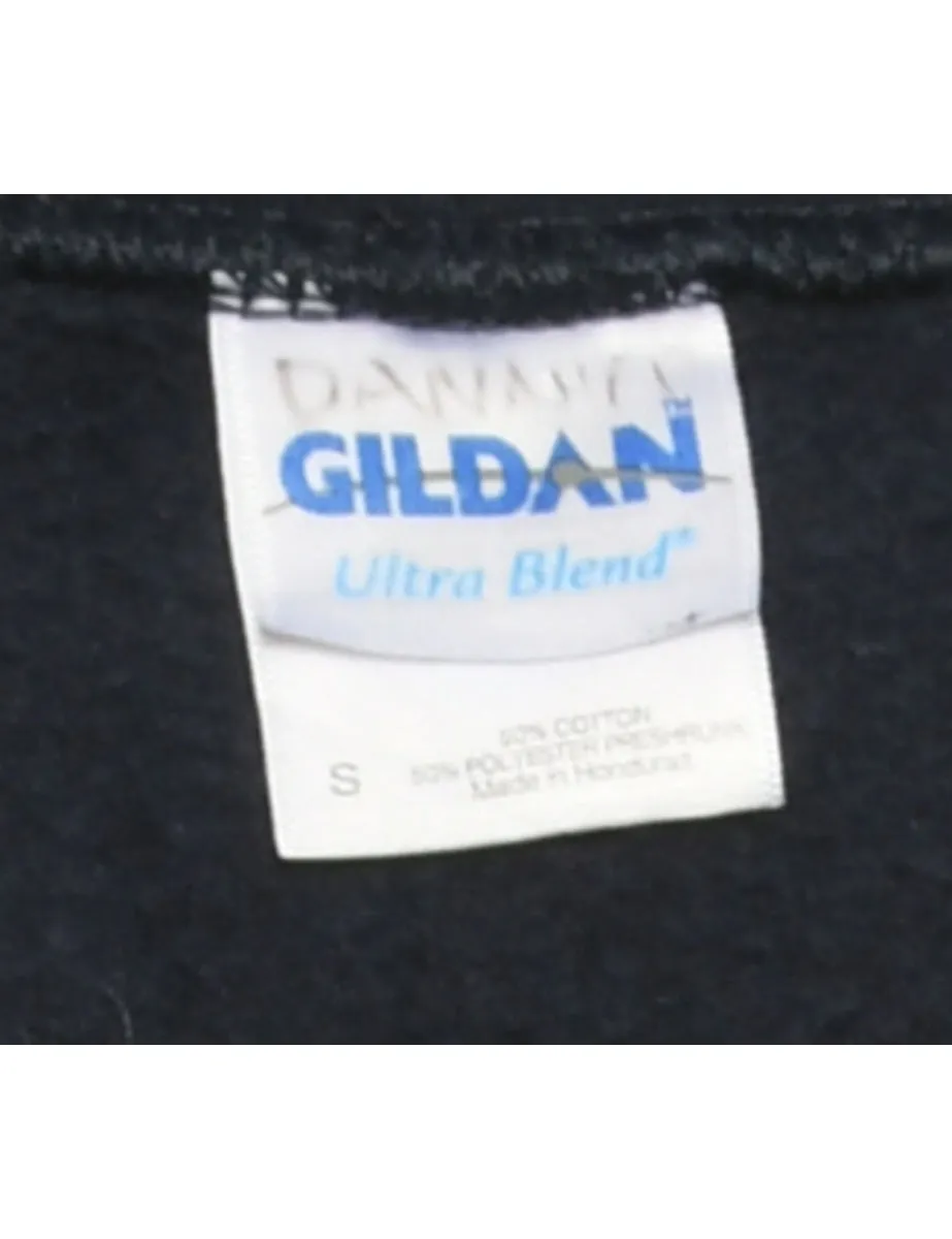 Navy Gildan Printed Hoodie - S
