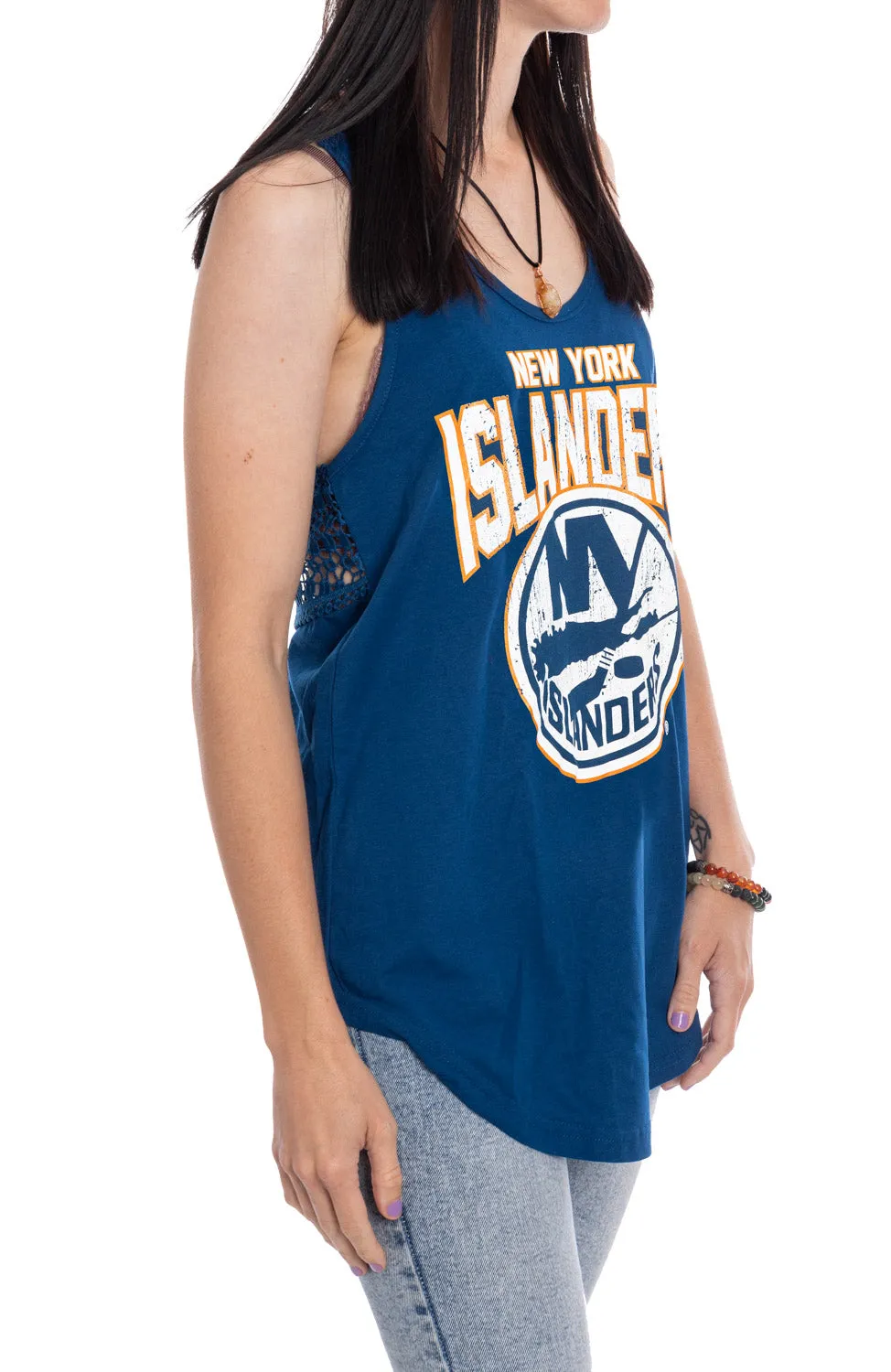 New York Islanders Ladies "Distressed" Lace Flowy Tank Top