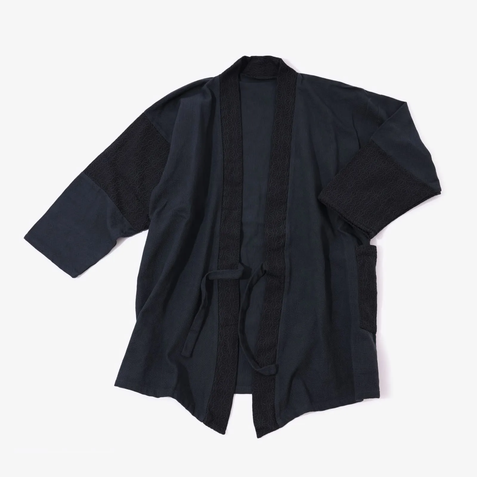 Patchwork Samue Jacket | Black | Sashiko | Kimono style
