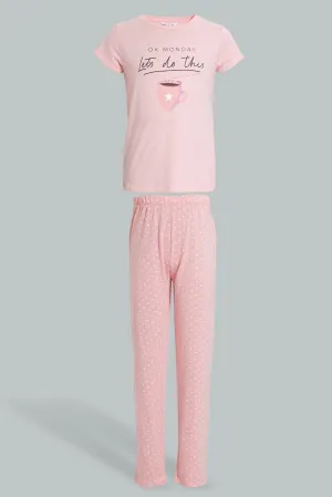Pink Coffee Pyjama Set (2 Piece)
