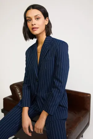 Pinstriped Single Breasted Blazer