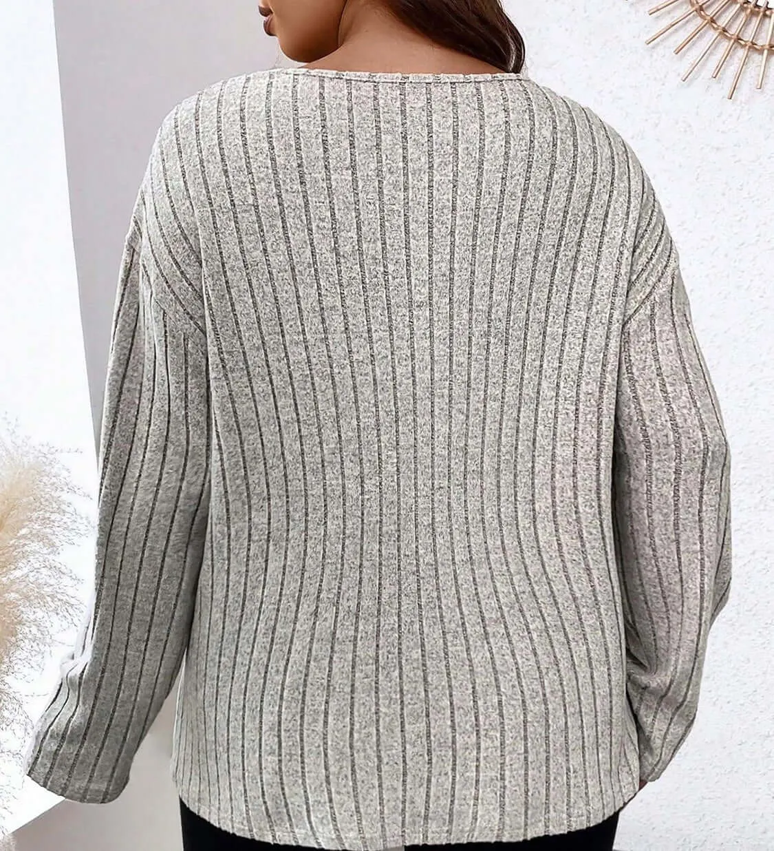 Plus Size Lace Detail Long Sleeve T-Shirt
