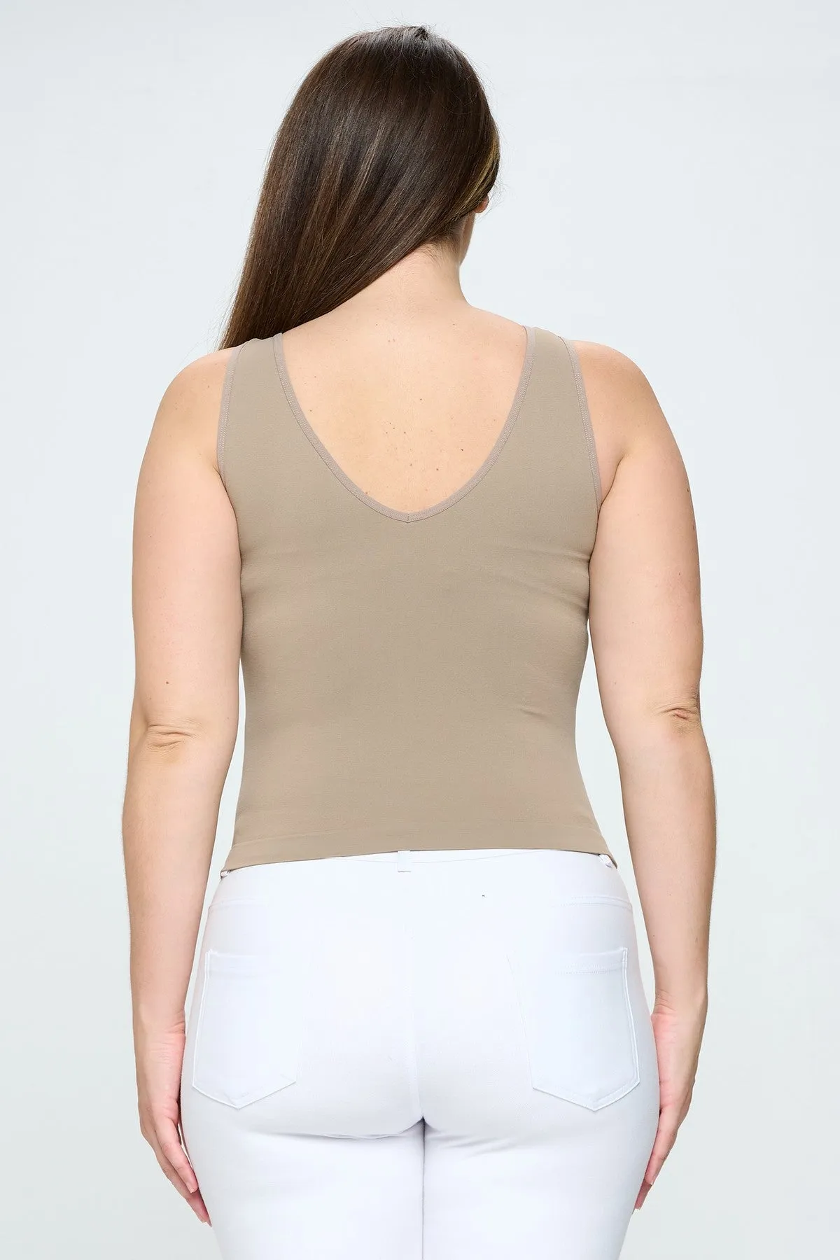 Plus Size Reversible V or U Neckline Seamless Tank