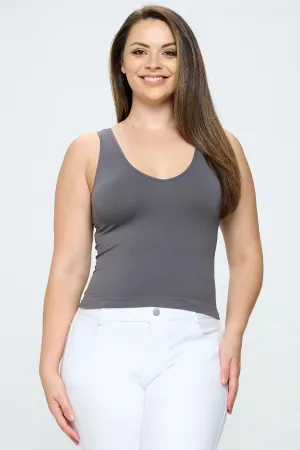 Plus Size Reversible V or U Neckline Seamless Tank