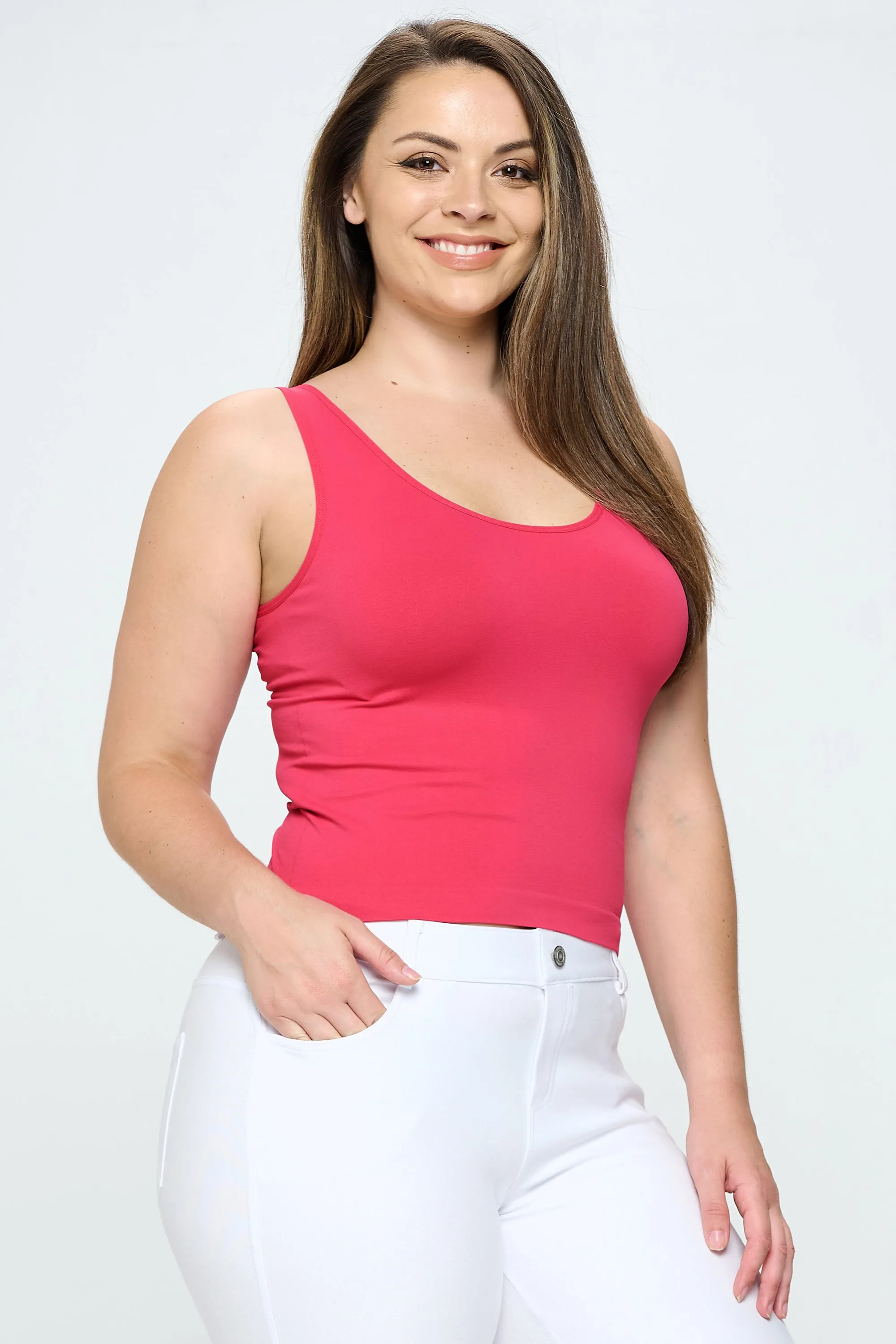 Plus Size Reversible V or U Neckline Seamless Tank