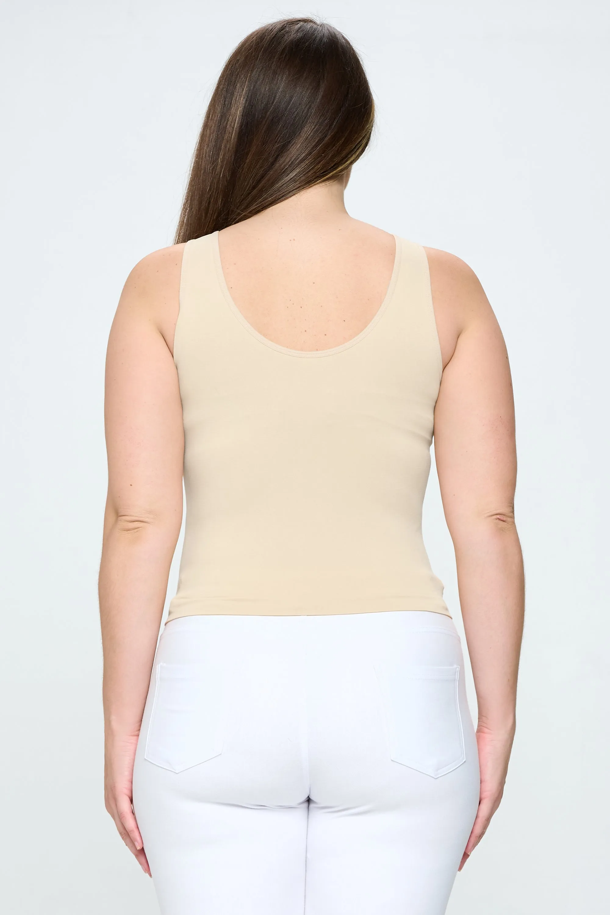 Plus Size Reversible V or U Neckline Seamless Tank