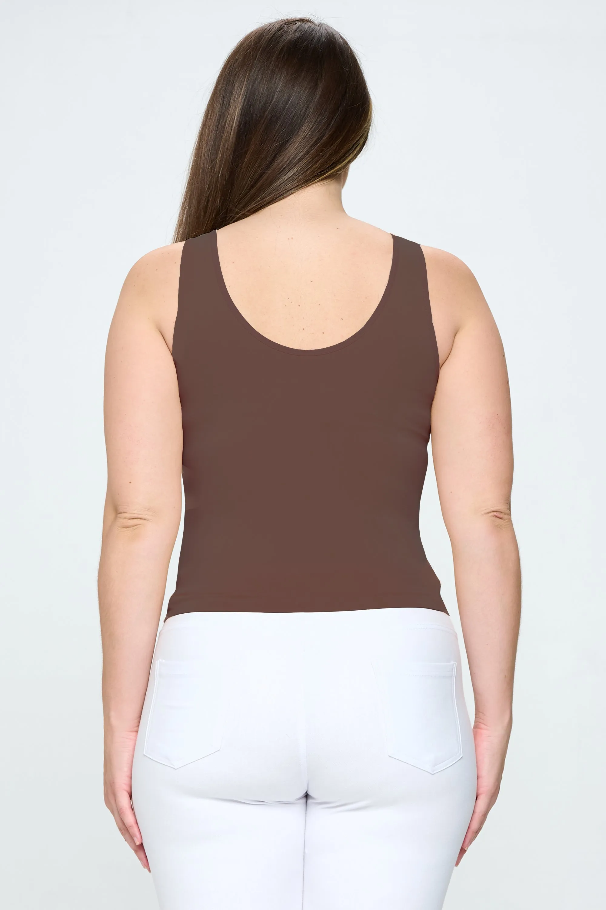 Plus Size Reversible V or U Neckline Seamless Tank