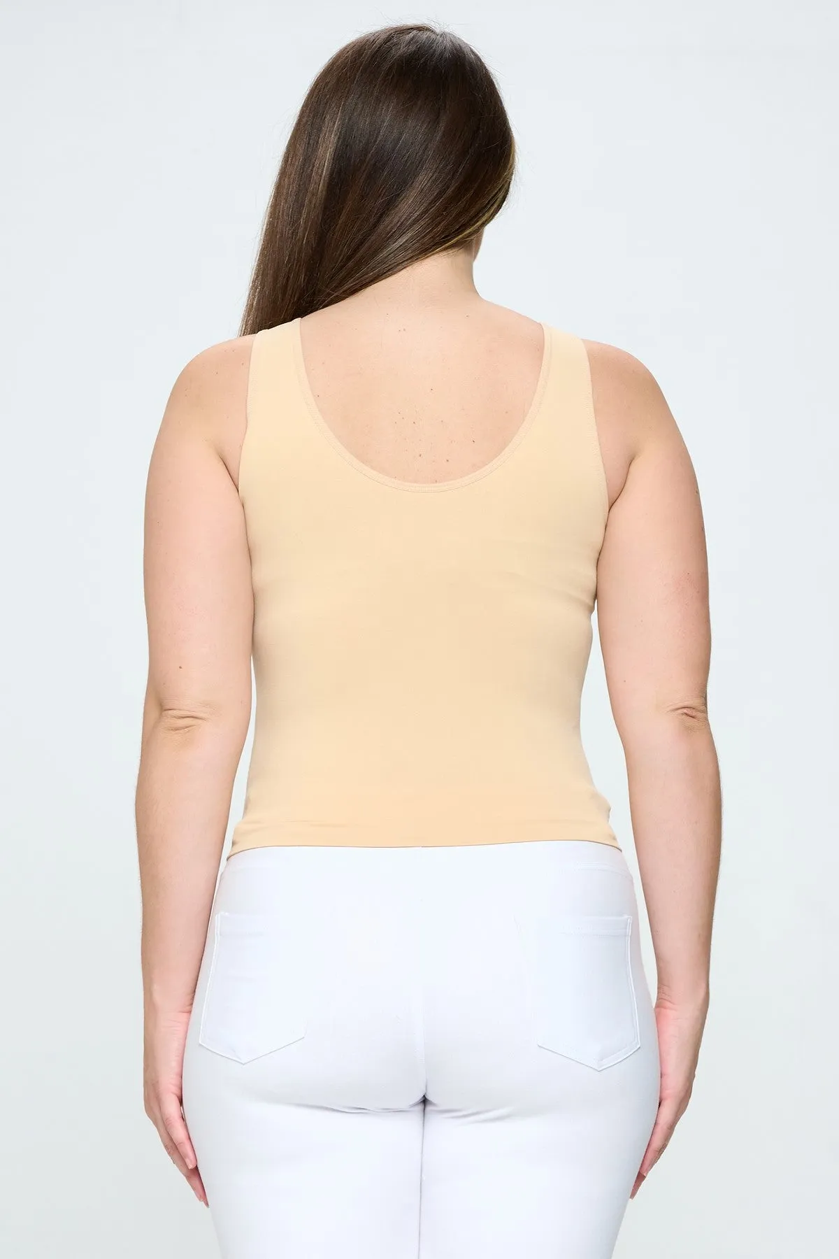 Plus Size Reversible V or U Neckline Seamless Tank