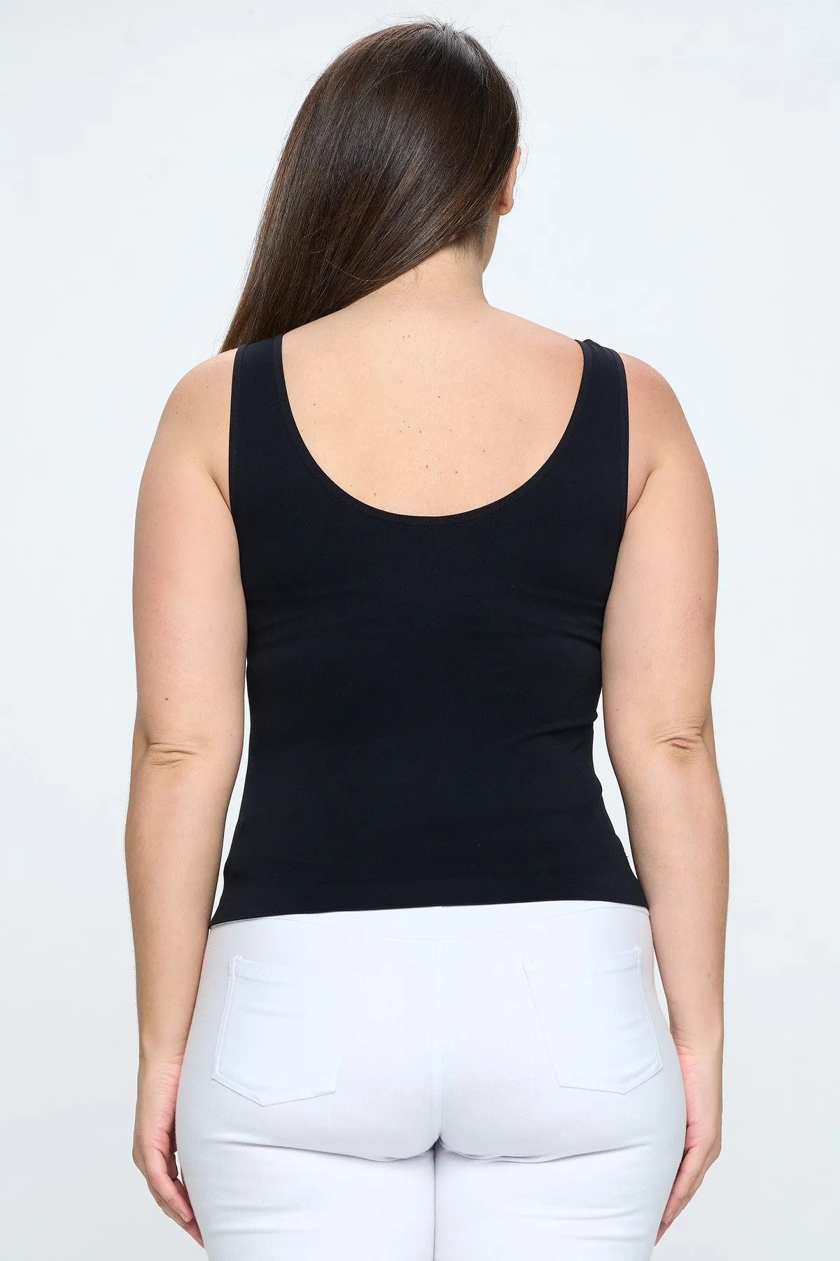 Plus Size Reversible V or U Neckline Seamless Tank