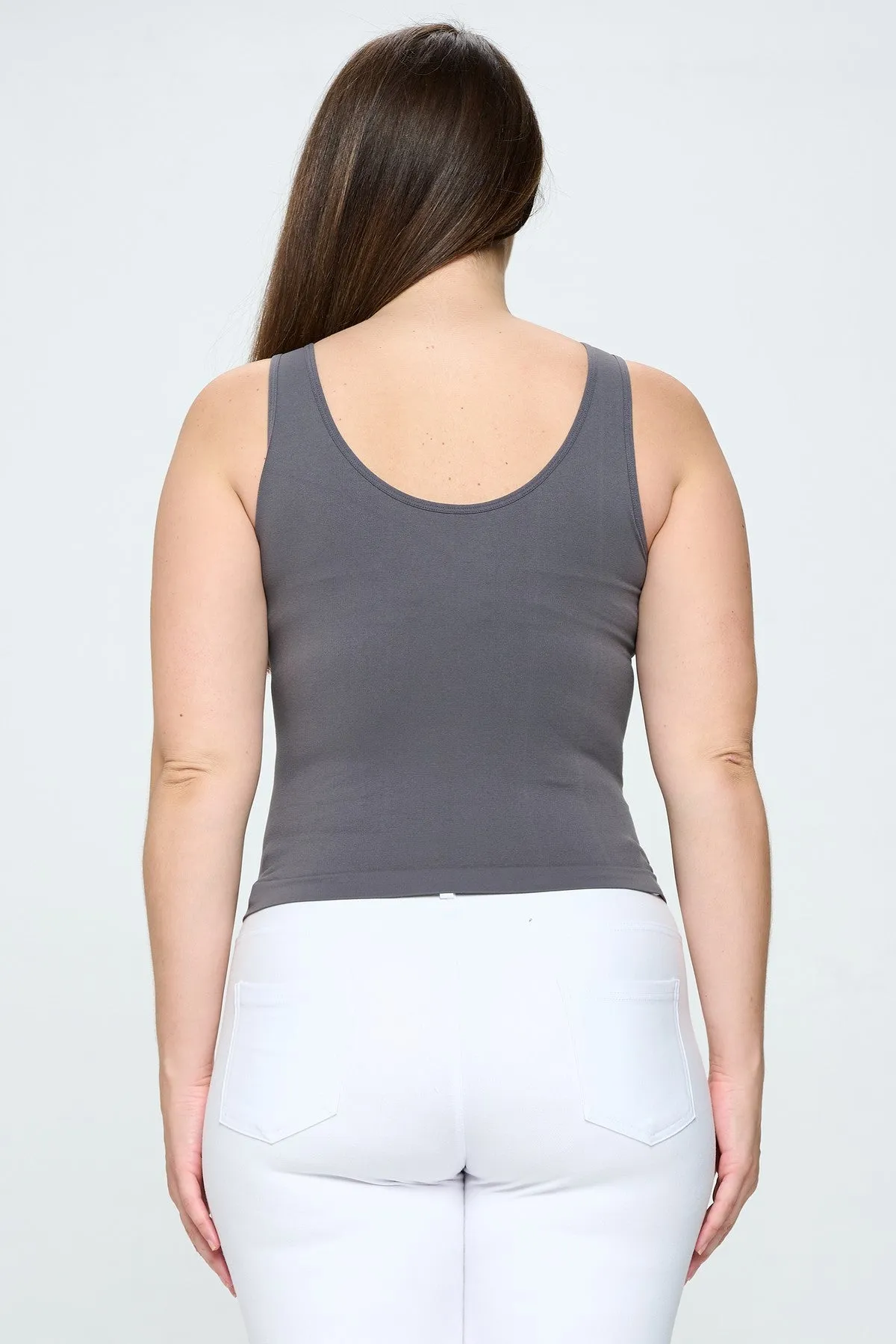 Plus Size Reversible V or U Neckline Seamless Tank