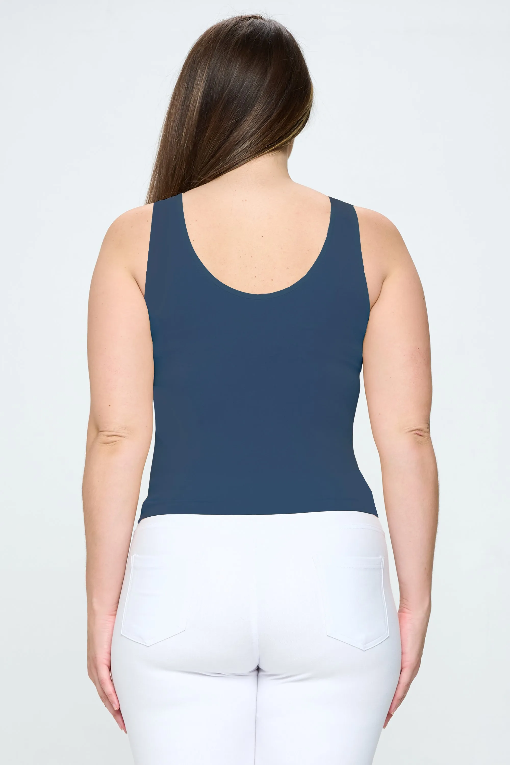 Plus Size Reversible V or U Neckline Seamless Tank