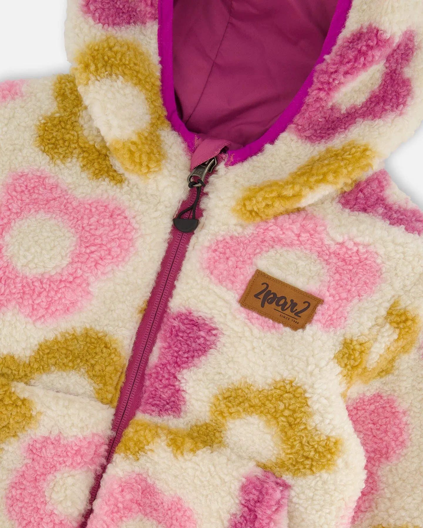 Purple Flowers Reversible Sherpa Jacket