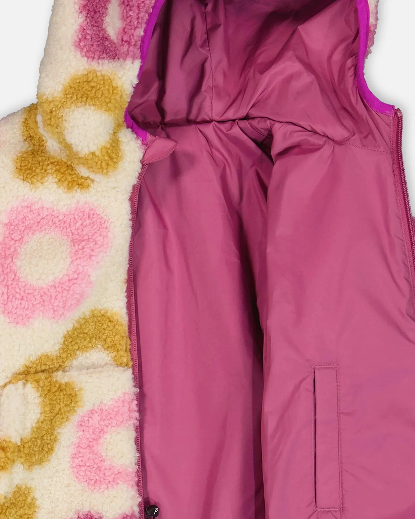 Purple Flowers Reversible Sherpa Jacket