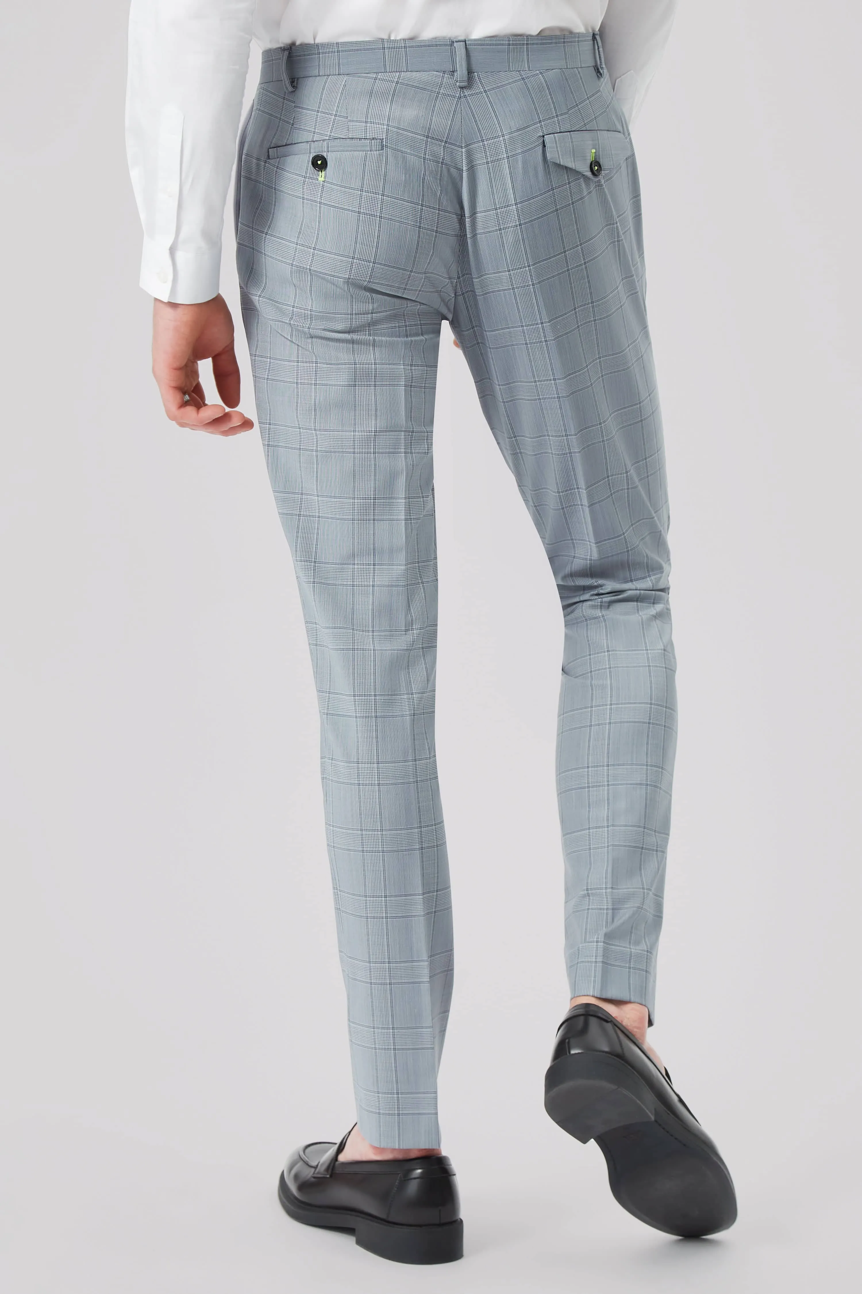 Rogers Skinny Fit Blue Check Trousers - ARCHIVE