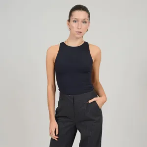 SECOND SKIN BY RD STYLE  WOMEN'S ROXANNA CREW NECK THONG  BODYSUIT-BLACK, BRIGHT BLUE