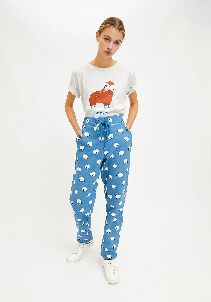 Sheep Print Cotton joggers with animal print by Compania Fantastica FA21SEV05