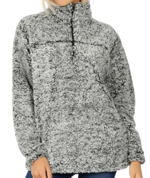 Sherpa Jacket with 1/4 Zip - Grey