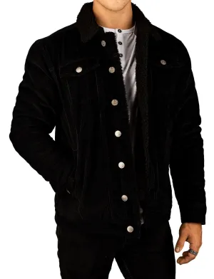 Silver Men's  Black Corduroy with Sherpa Lining