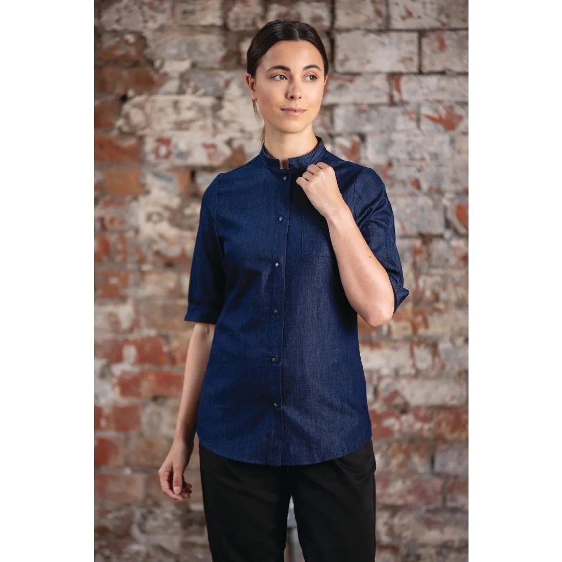 Southside NY Queens Womens Denim Lightweight Chefs Shirt Size XL - BA003-XL