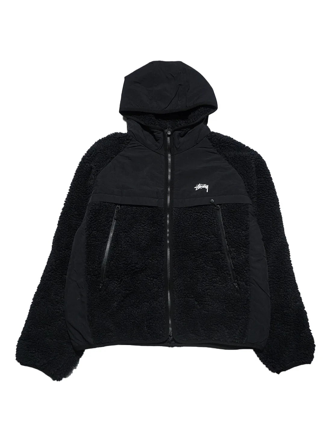 Stussy Sherpa Paneled Hooded Jacket - Black